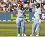 Indian cricketer Sachin Tendulkar (L) ce